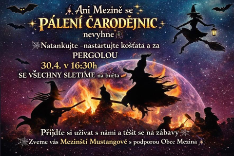 Pálení čarodějnic od&nbsp;16.30 v&nbsp;mezině za&nbsp;pergolou